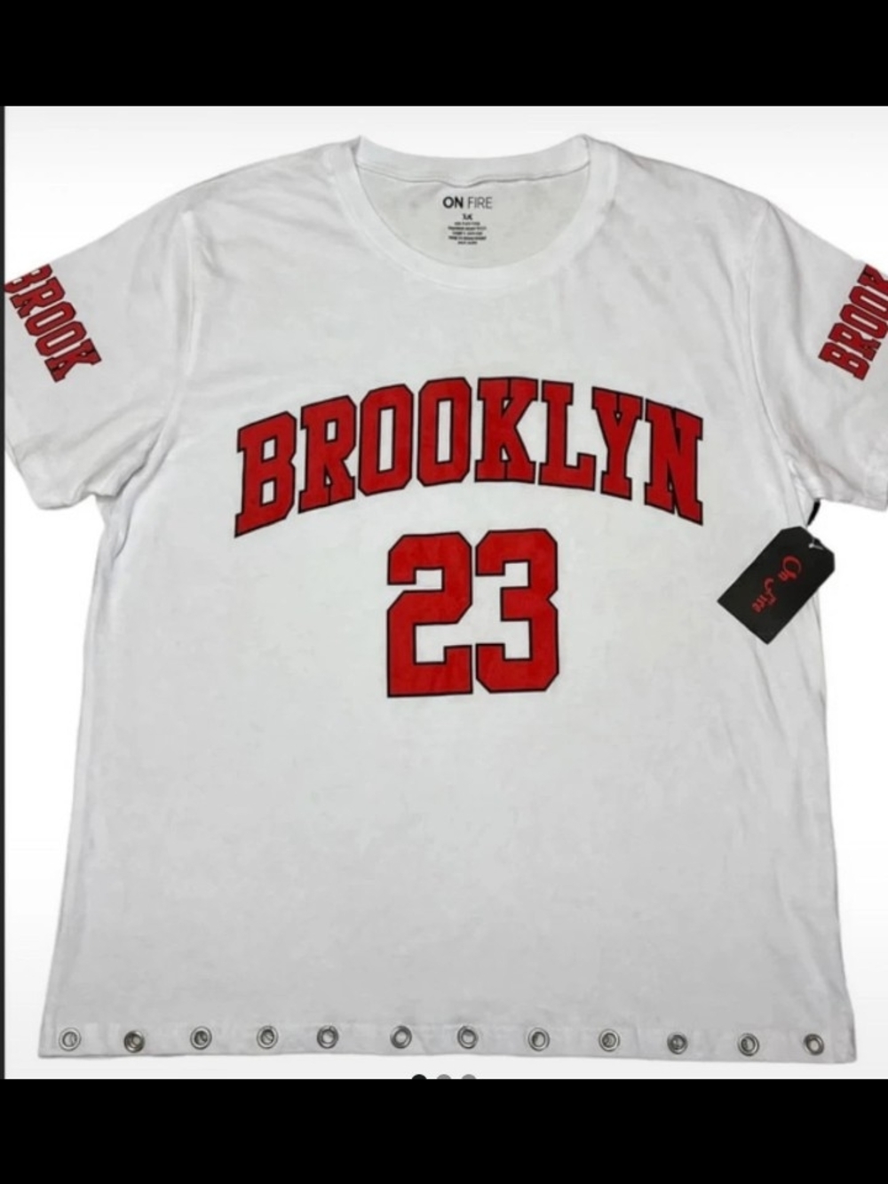 On Fire White Short-Sleeve 'BROOKLYN 23' Graphic Tee